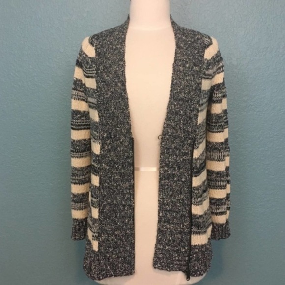 Eddie Bauer Striped Asymmetric Zip Sweater - Picture 3 of 7